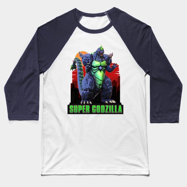 Retro Super Godzilla Baseball T-Shirt by Digiwip